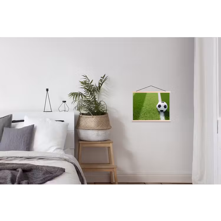 Voetbal - Grasveld - Sport - Groen textielposter latten blank klein -woonkamer
