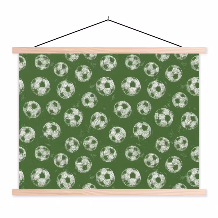 Voetbal - Sport - Groen textielposter latten blank klein 122 -3d