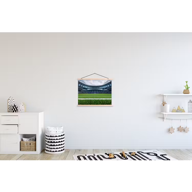Voetbal - Stadion - Sport - Groen textielposter latten blank klein -kinderkamer