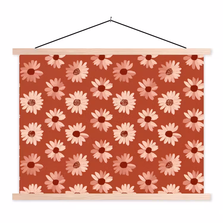 Madelief - Retro - Terracotta textielposter latten blank klein 122 -3d