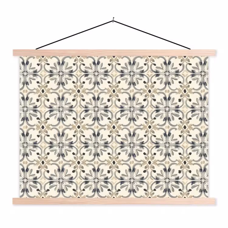 Floraal - Patroon - Kleurrijk textielposter latten blank klein 122 -3d
