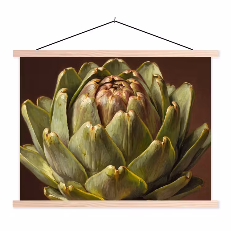Stoffbild - Gemüse – Artischocke – Grün - Groente - Artisjok - Groen textielposter latten blank klein