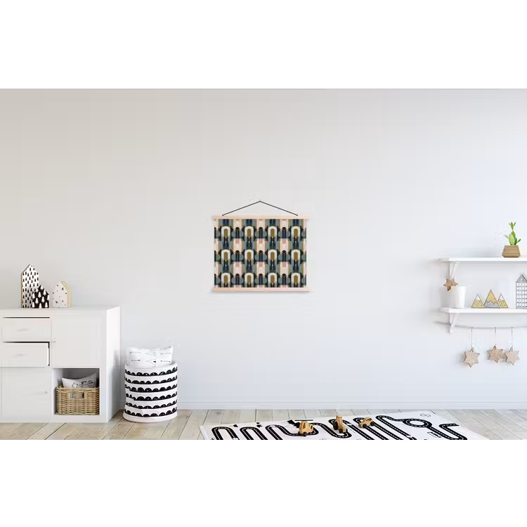 Geografisch - Modern - Kleurrijk textielposter latten blank klein 122 -kinderkamer