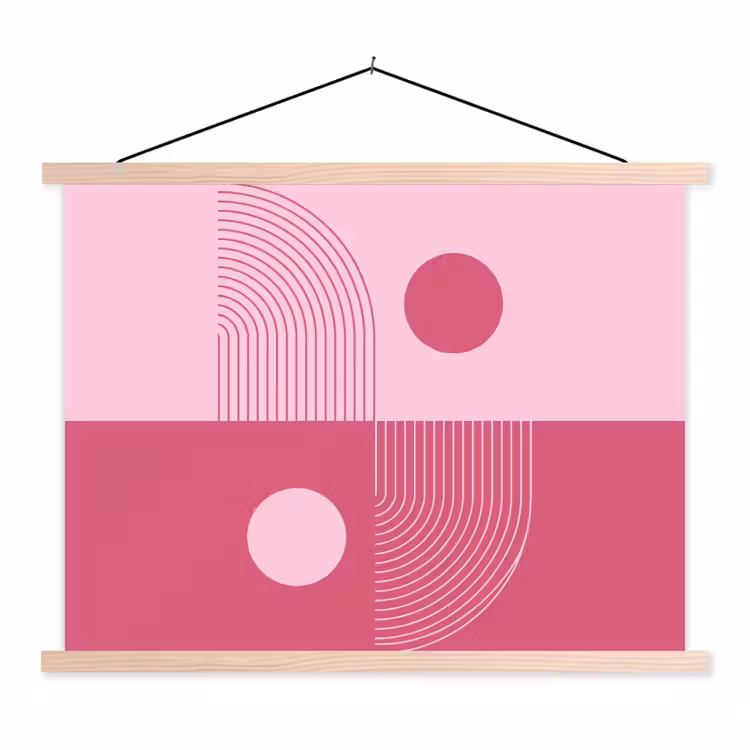 Geometrie - Patroon - Abstract - Roze - Modern textielposter latten blank klein -3d