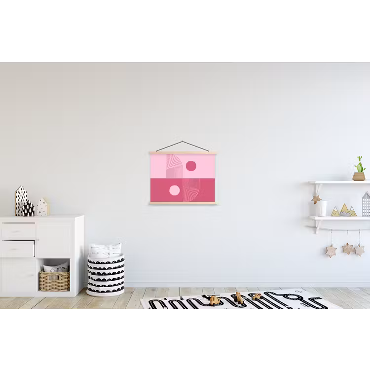 Geometrie - Patroon - Abstract - Roze - Modern textielposter latten blank klein -kinderkamer
