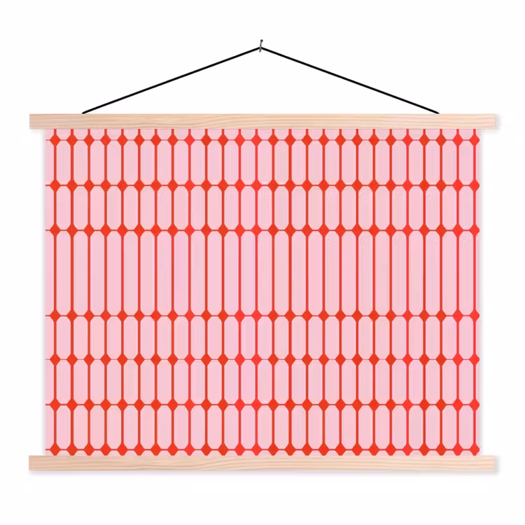 Geometrisch - Minimalistisch - Rood - Roze textielposter latten blank klein 122 -3d