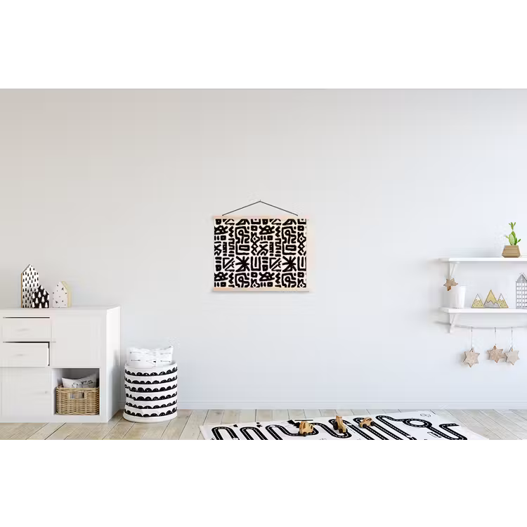 Geometrisch - Figuren - Zwart textielposter latten blank klein 122 -kinderkamer