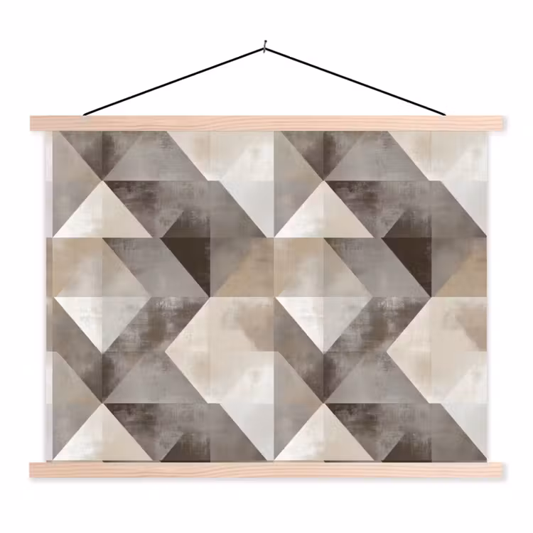 Geometrisch - Motief - Aardetinten textielposter latten blank klein 122 -3d