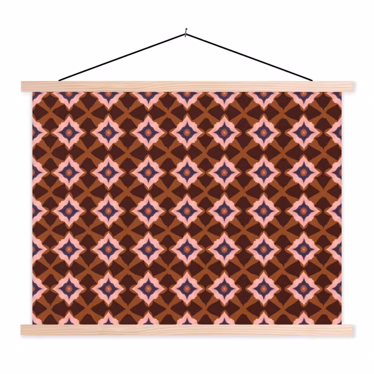 Geometrisch - Sierlijk - Bruin textielposter latten blank klein 122 -3d