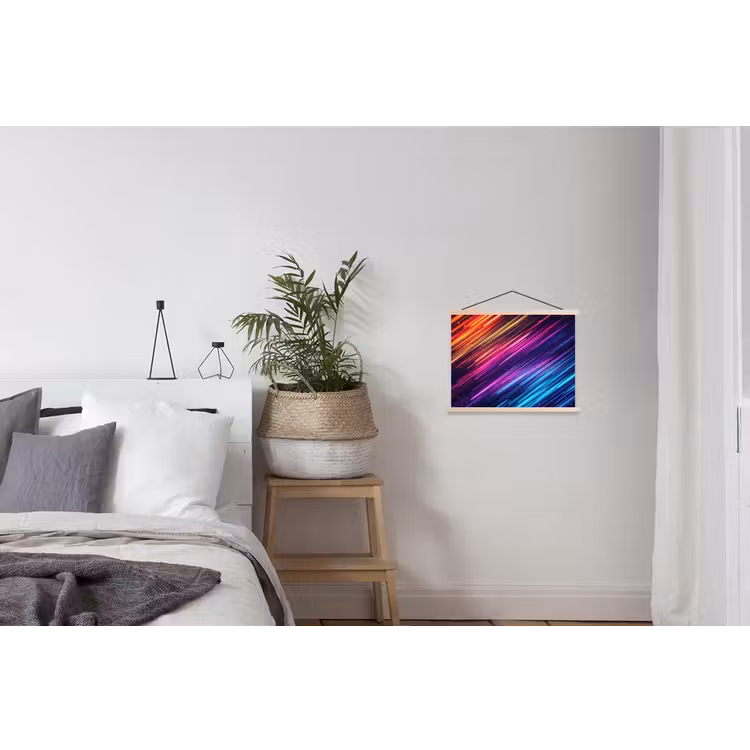 Snelheid - Kosmos - Kleurrijk textielposter latten blank klein -woonkamer