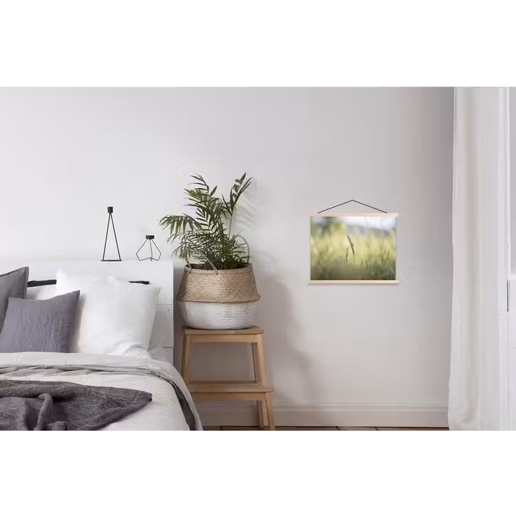 Graan - Aar - Natuur - Groen - Detail textielposter latten blank klein -woonkamer
