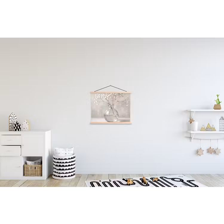 Gipskruid - Vaas - Wit textielposter latten blank klein -kinderkamer