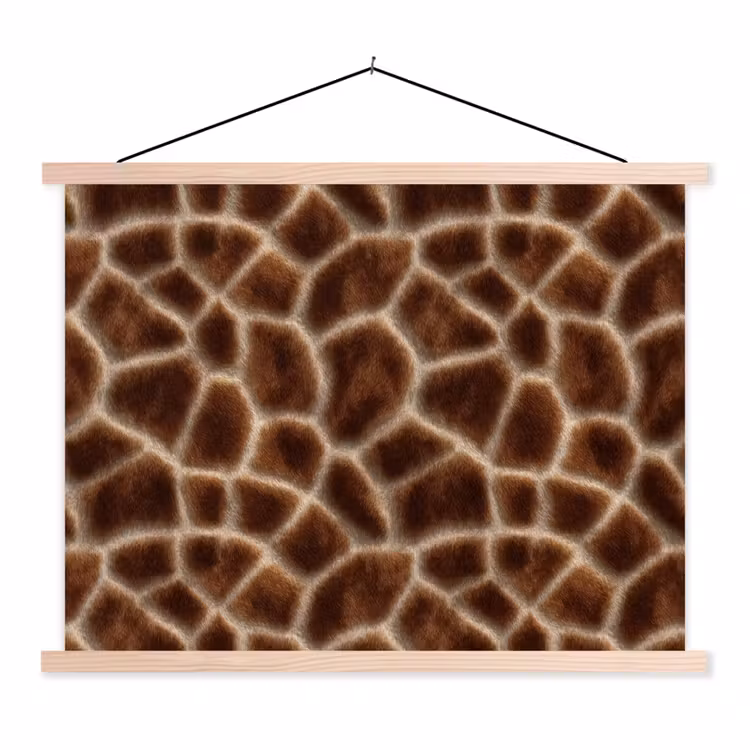 Giraf - Bruin - Vacht textielposter latten blank klein 122 -3d