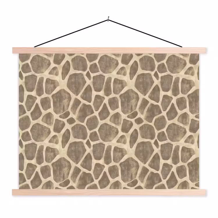 Giraf - Patroon - Beige - Bruin textielposter latten blank klein 122 -3d