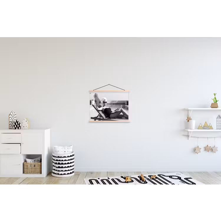 Glamour - Modern - Zwart - Wit textielposter latten blank klein -kinderkamer