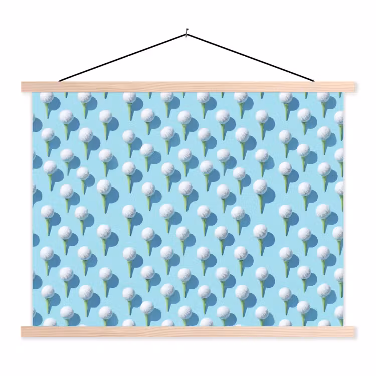 Golf - Ballen - Blauw textielposter latten blank klein 122 -3d
