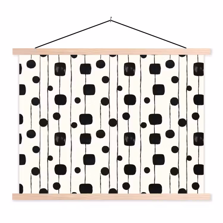 Grafisch - Modern - Zwart textielposter latten blank klein 122 -3d