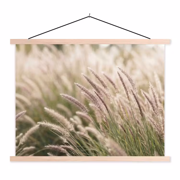 Gras - Close up - Groen textielposter latten blank klein -3d