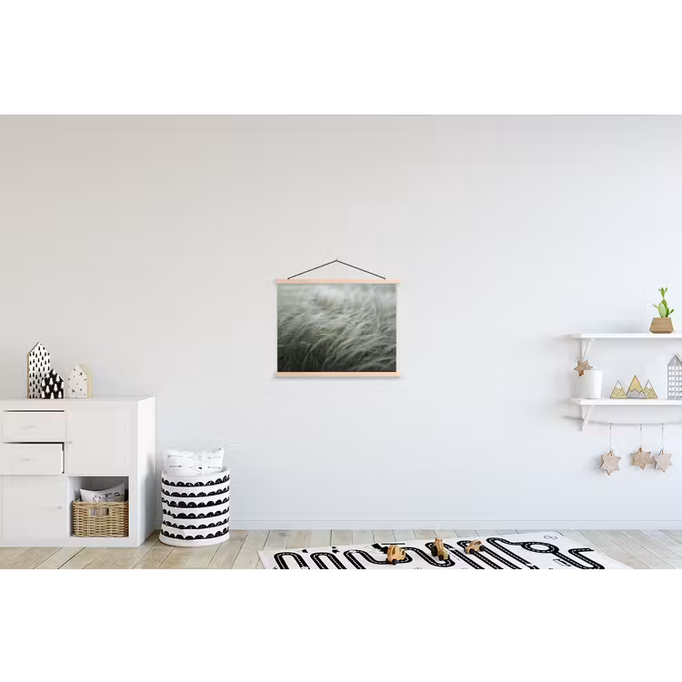 Gras - Wazig - Natuur - Groen - Zacht textielposter latten blank klein -kinderkamer