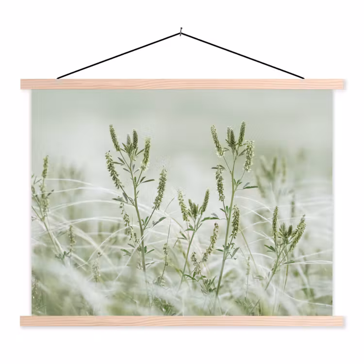 Grassen - Minimalistisch - Groen textielposter latten blank klein -3d