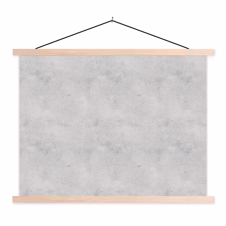 Grijs - Beton - Neutraal textielposter latten blank klein 122 -3d