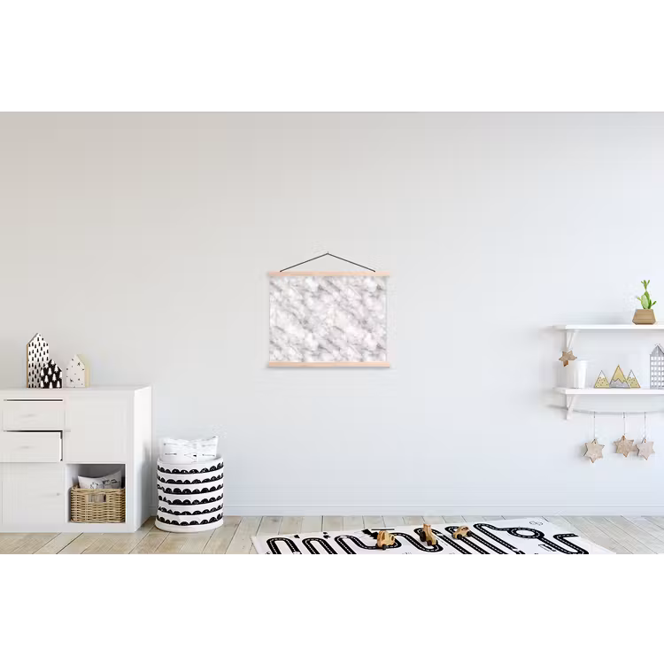 Grijs - Marmer - Gedetailleerd textielposter latten blank klein 122 -kinderkamer