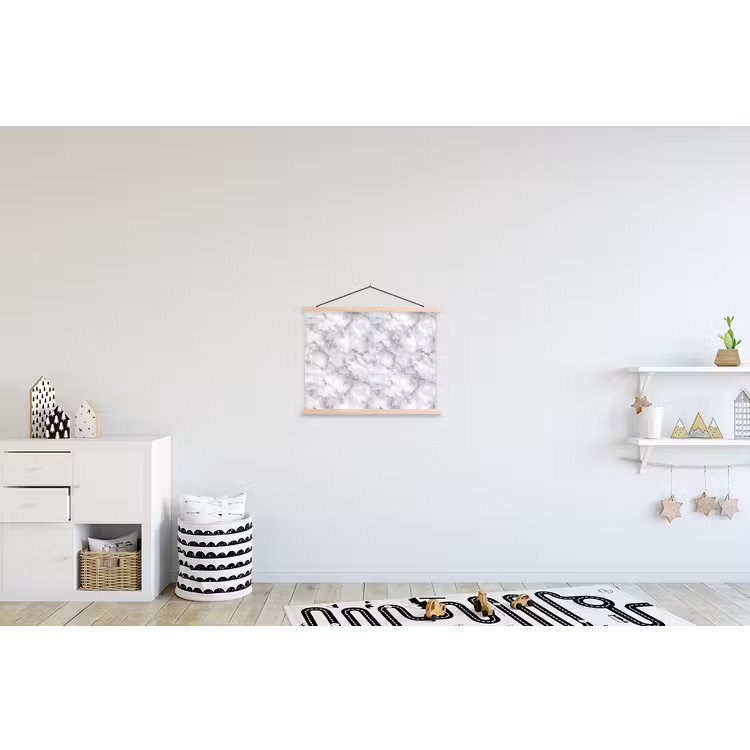 Grijs - Marmer - Klassiek - Aders textielposter latten blank klein 122 -kinderkamer