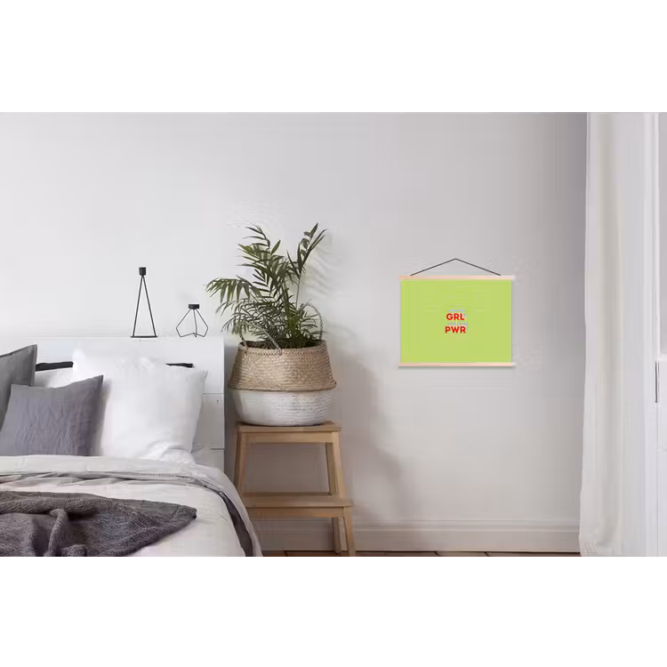 Grl pwr - Groen - Rood - 3D textielposter latten blank klein -woonkamer