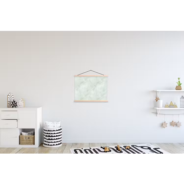 Groen - Marmer - Vloeiende aders textielposter latten blank klein 122 -kinderkamer