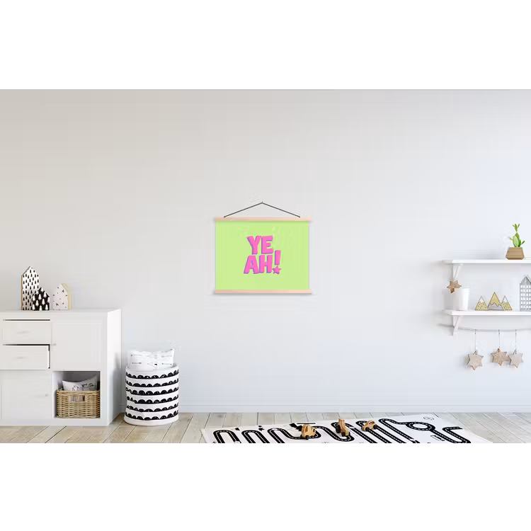 Groen - Neon - Quote textielposter latten blank klein -kinderkamer