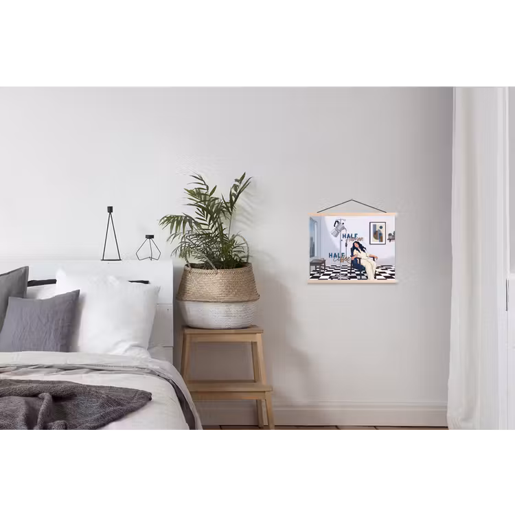 Half human, Half Coffee - Infuus - Koffie textielposter latten blank klein -woonkamer