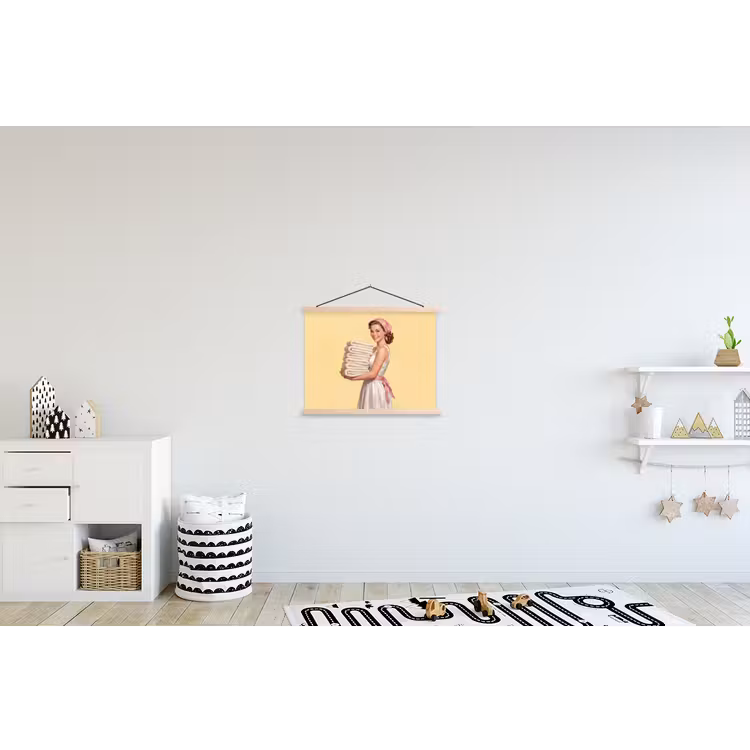 Handdoeken - Vrouw - Jurk - Roze textielposter latten blank klein -kinderkamer