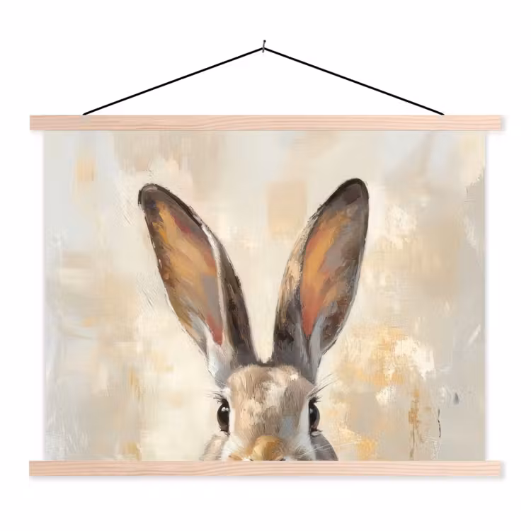 Haas - Oren - Bruin textielposter latten blank klein -3d