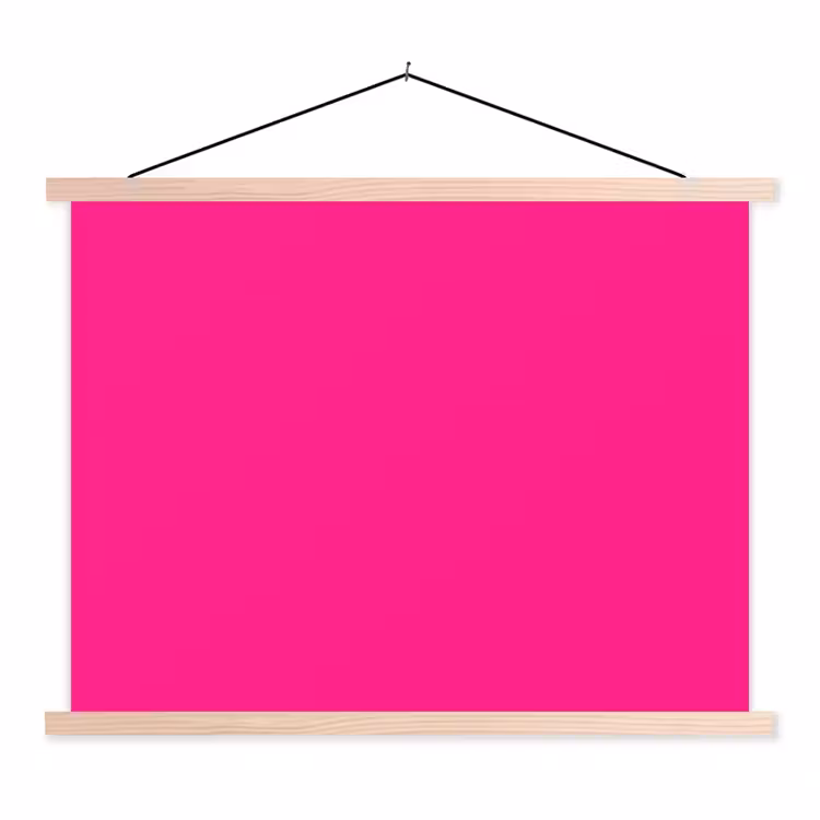 Hot - Fuchsia - Roze textielposter latten blank klein 122 -3d