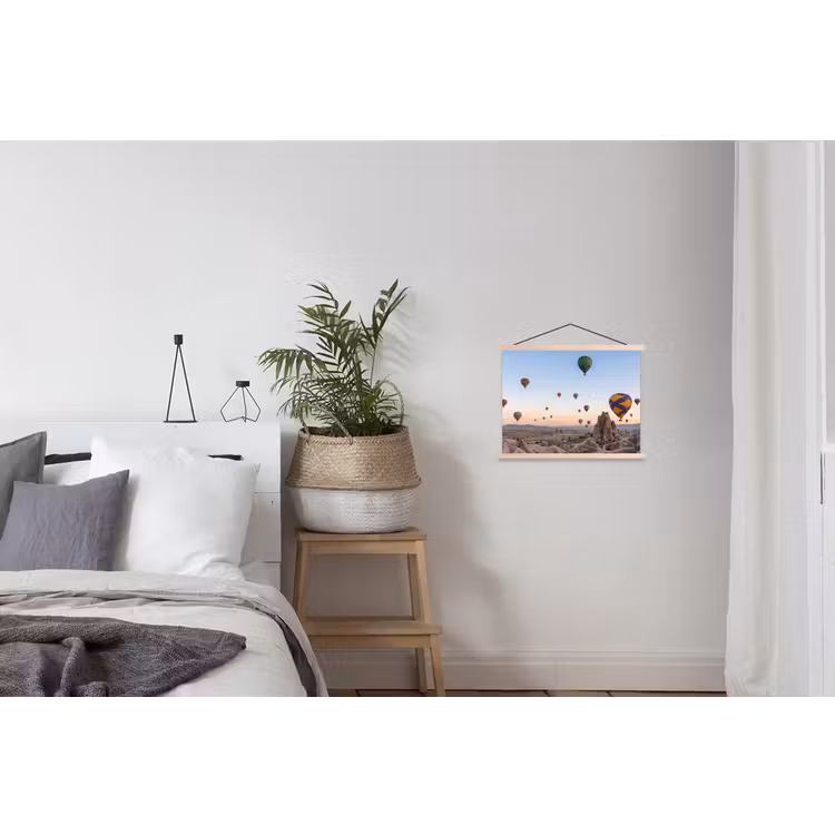 Luchtballonnen - Rotsen - Zonsopgang textielposter latten blank klein -woonkamer