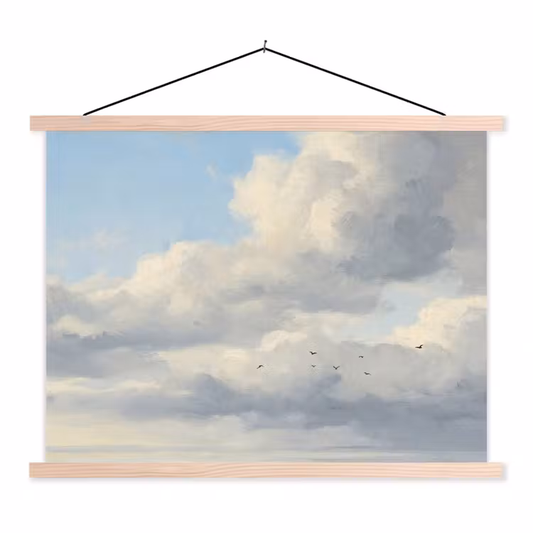 Lucht - Wolken - Natuur - Klassiek - Blauw textielposter latten blank klein -3d