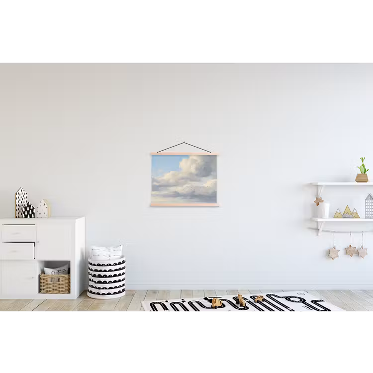 Lucht - Wolken - Natuur - Klassiek - Blauw textielposter latten blank klein -kinderkamer
