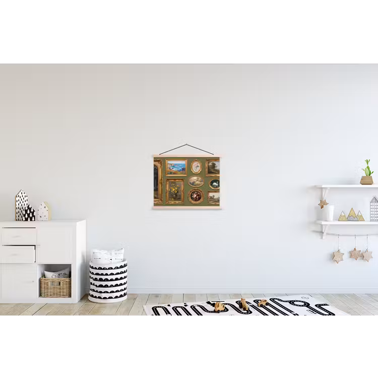 Hert - Bos - Natuur - Klassiek - Dieren textielposter latten blank klein -kinderkamer