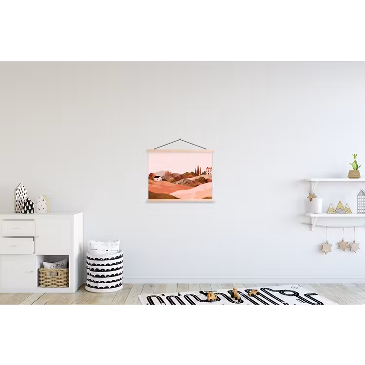 Heuvellandschap - Grafisch - Terracotta textielposter latten blank klein -kinderkamer