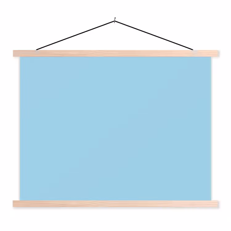 Ice - Blue - Blauw textielposter latten blank klein 122 -3d