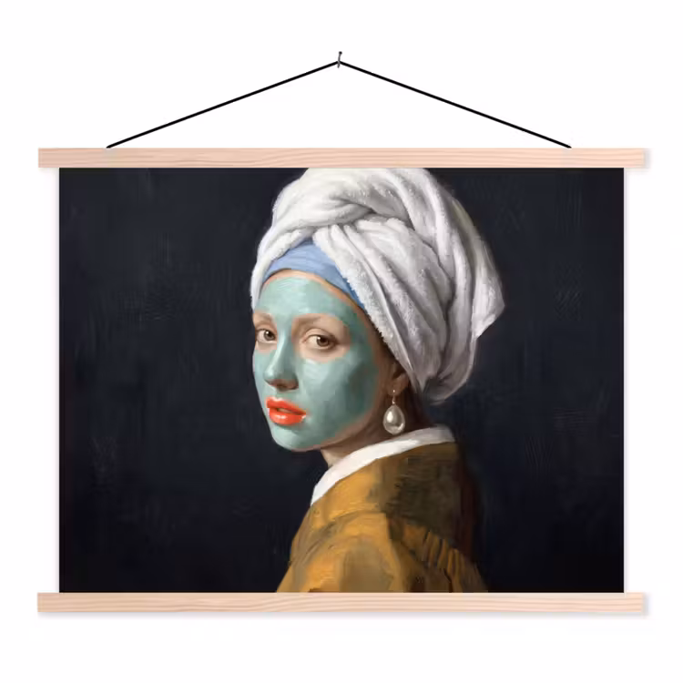 Iconisch - Modern - Kleurrijk textielposter latten blank klein -3d