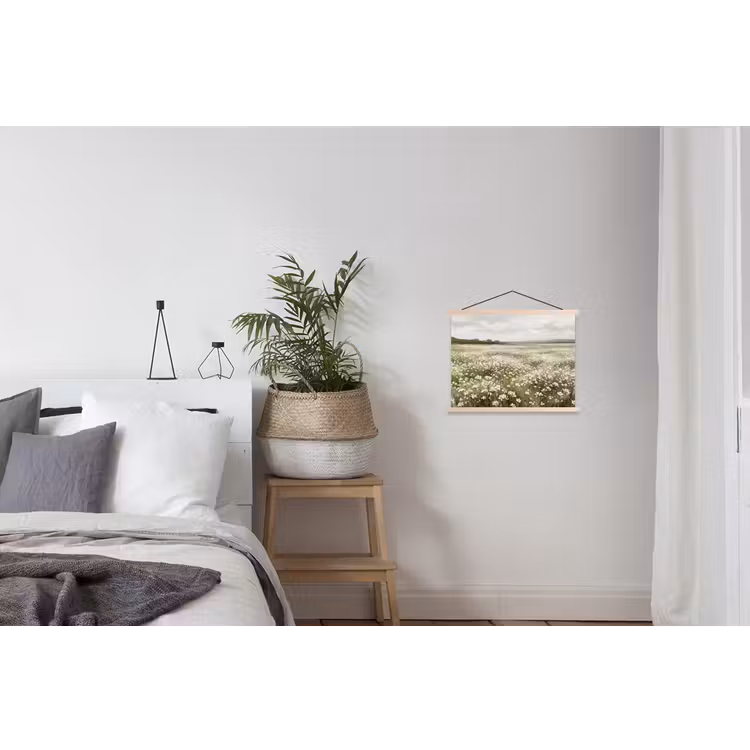 Illustratie - Landschap - Wit textielposter latten blank klein -woonkamer