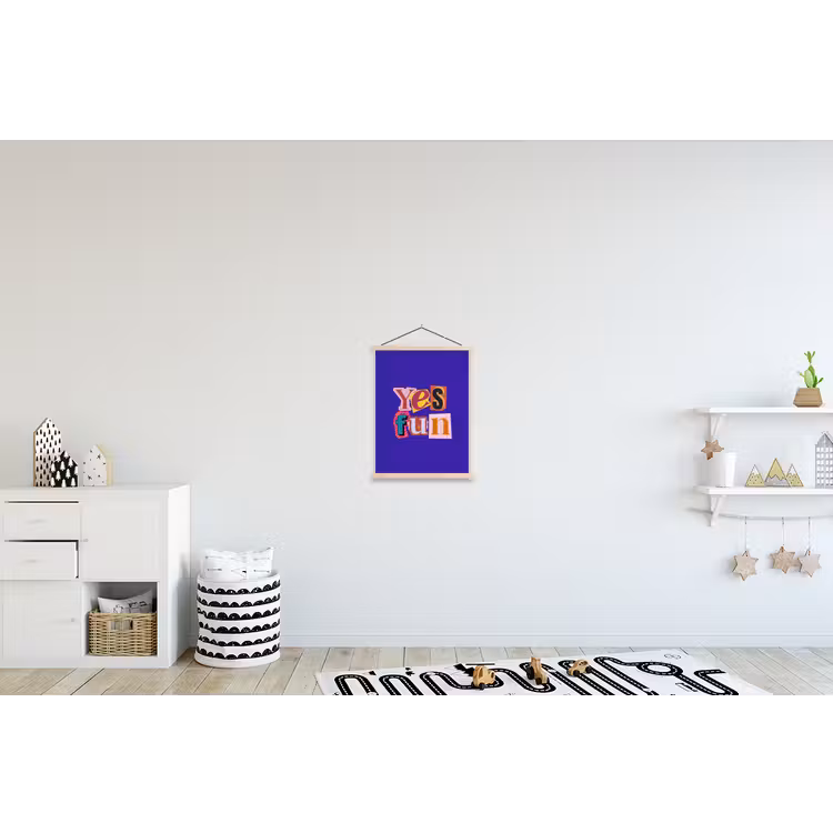 Yes fun - Kleurrijk - Collage-stijl textielposter latten blank klein -kinderkamer