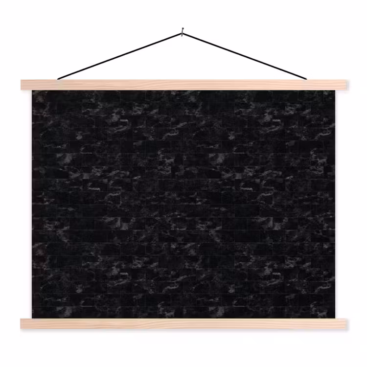 Tegels - Patroon - Marmer - Zwart textielposter latten blank klein 122 -3d