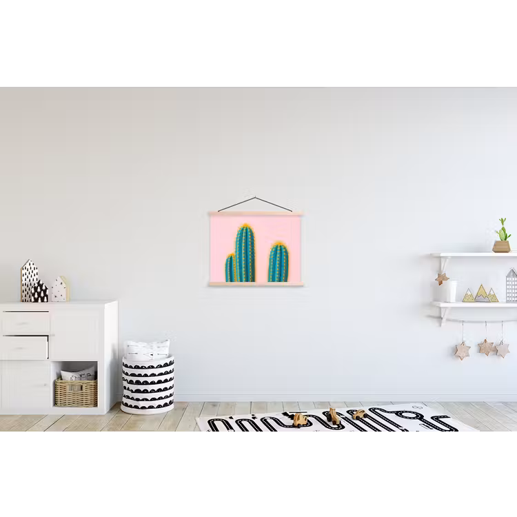 Cactussen - Modern - Pastel textielposter latten blank klein -kinderkamer