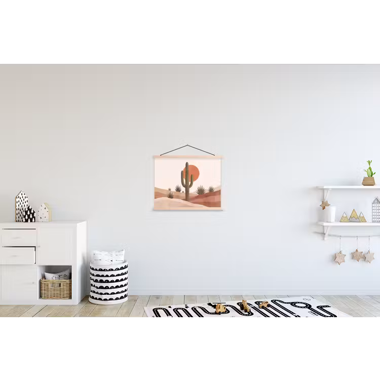 Cactus - Duinen - Modern - Landschap - Groen textielposter latten blank klein -kinderkamer