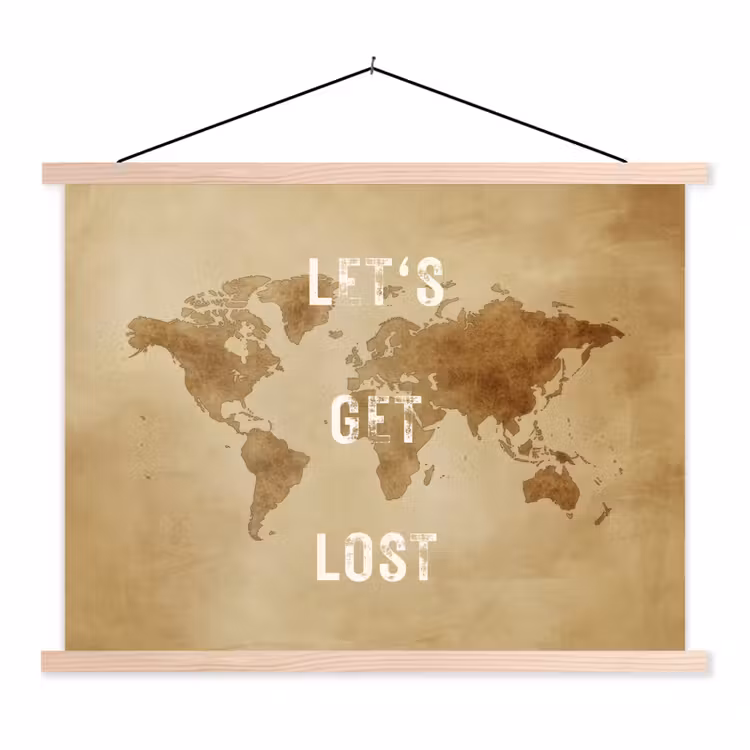 Kaart - Vintage - Quote textielposter latten blank klein -3d