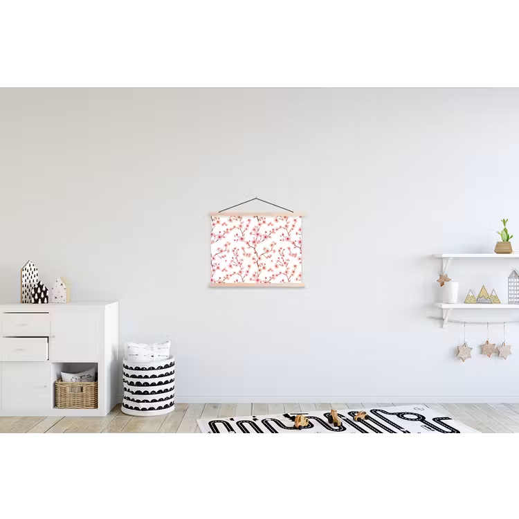 Kersenbloesem - Takken - Roze textielposter latten blank klein 122 -kinderkamer