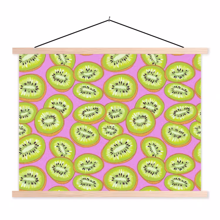 Kiwi - Speels - Groen textielposter latten blank klein 122 -3d