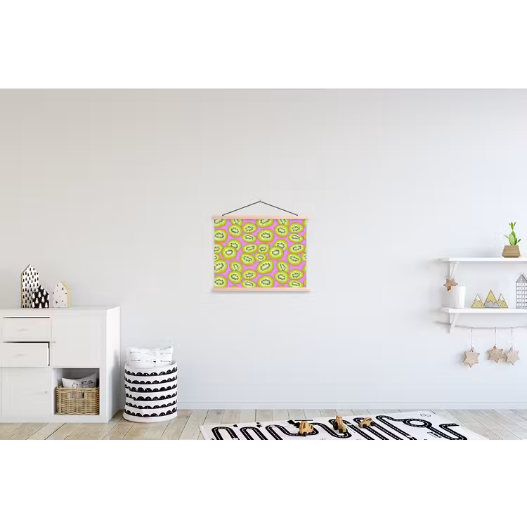 Kiwi - Speels - Groen textielposter latten blank klein 122 -kinderkamer